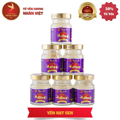 Hộp Quà 6 Hũ Yến Sào Chưng Hạt Sen Nhân Việt 30% Yến 70ml/Hũ