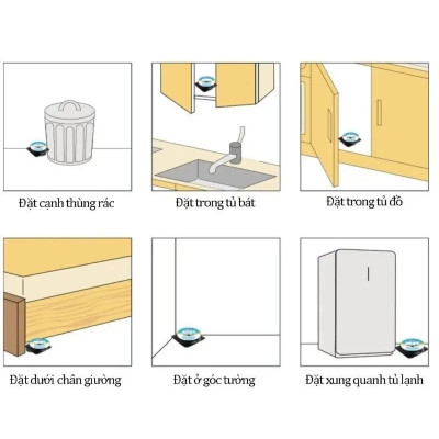 Combo 2 bộ 6 Viên Mồi Diệt Gián, Thuốc Diệt Côn Trùng Sinh Học Không Độc Hại Dùng Trong Nhà Bếp, Hộ Gia Đình