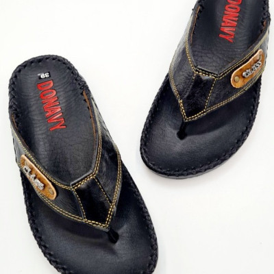 DÉP KẸP NAM DA BÒ - ĐÍNH KHUY CLASS THỜI TRANG 