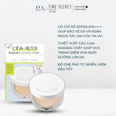 Phấn Phủ Dạng Nén Chống Nắng, Kiềm Dầu Dưỡng Ẩm Time Secret Mineral Pressed Powder R