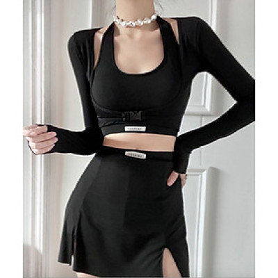 Bộ đồ bơi bikini nữ 2 mảnh kín đáo quần short áo tay dài đi tắm biển, tập yoga, tập gym - B.31