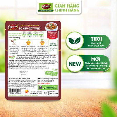Gia Vị Bò kho/ Xốt Vang Barona 80g ướp ngon chuẩn vị không cần nêm nếm