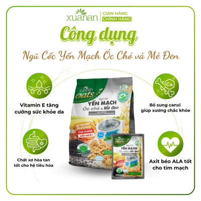 Combo 11 Túi Ngũ Cốc Yến Mạch, Óc Chó Và Mè Đen Xuân An [ít đường] 400G {25g*16 gói}