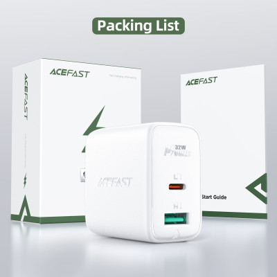 Sạc Acefast PD3.0 32W 2 cổng USB-C+USB-A (US) - A7 Hàng chính hãng Acefast