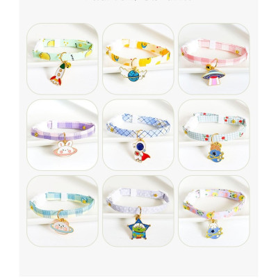 VÒNG CỔ VẢI MỎNG HỌA TIẾT ĐÁNG YÊU KÈM CHARM DÀNH CHO CHÓ MÈO NHỎ