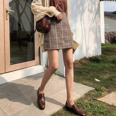 Chân váy nữ dáng chữ A chất dạ kẻ trẻ trung