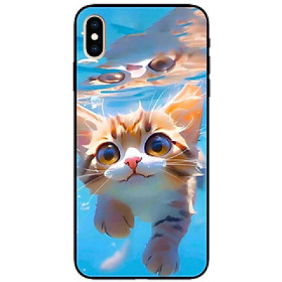 Ốp lưng cho iPhone X - iPhone Xs - Xs Max - XR - iPhone 11 - 11 Pro Max - Mèo Bơi - Hàng Chính Hãng