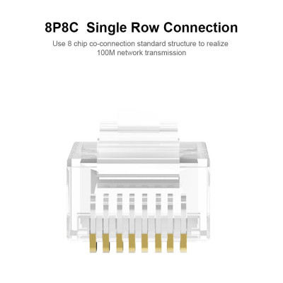Đầu nối CAT5E mạ vàng RJ45 Kết thúc cáp Ethernet 100 cái VENTION UTP Crystal Head 8P8C