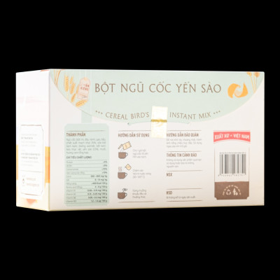 Bột Ngũ Cốc Yến Sào PiPi - Nhà Yến Nha Trang - Hộp 10 Gói  - Loại Ít Đường - Bột Ngũ Cốc Ăn Kiêng Giảm Cân - Bột Ngũ Cốc Dinh Dưỡng - Hàng Chính Hãng