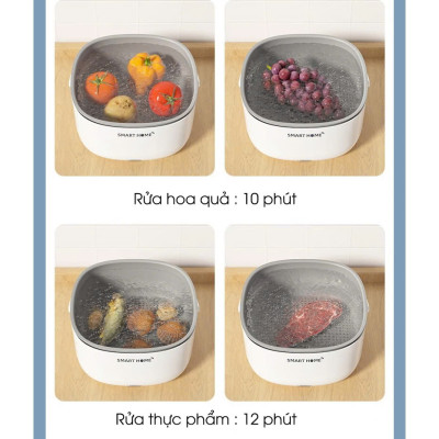 Máy Sục Siêu Âm SMART Rửa Thực Phẩm - Khử Khuẩn Rau Củ Quả , Loại Bỏ Vi Khuẩn, Chất Trừ Sâu 99%Thông Minh, ĐÈN TRANG TRÍ
