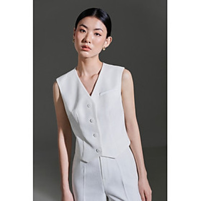 Áo gile form xuông ôm TOVE màu trắng thiết kế cao cấp WHITE CHIC