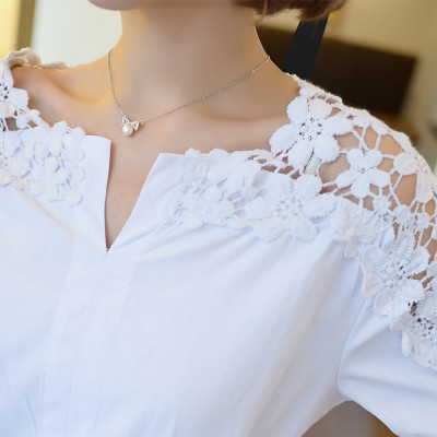 Áo nữ ren hoa tay lỡ kèm dây nơ s107