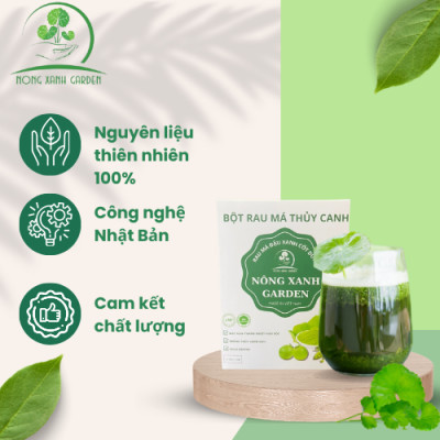 Nông Xanh Garden Bột Rau Má Thủy Canh Đậu Xanh Cốt Dừa Hộp 15 gói (10gram/1 gói) hòa tan uống liền, dễ uống, thanh nhiệt