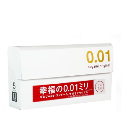 Bao Cao Su Cao Cấp Nhất Hiện Nay Sagami Original 0.01 (Hộp 5 chiếc) - Nhập Khẩu Nhật Bản - Siêu Mỏng Chỉ 0.01mm - Tặng Gel Gói Jex Nhật - Che Tên Sản Phẩm
