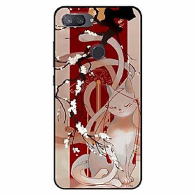 Ốp lưng in cho Xiaomi Mi 8 Lite Mẫu Mèo Cành Hoa Đào