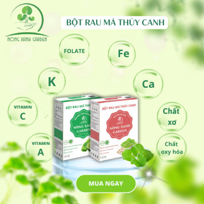 Nông Xanh Garden Combo 2 Hộp Bột Rau Má Thủy Canh Nguyên Chất Có Đường + Hạt Sen Hộp 15 gói hòa tan uống liền, mát gan, đẹp da