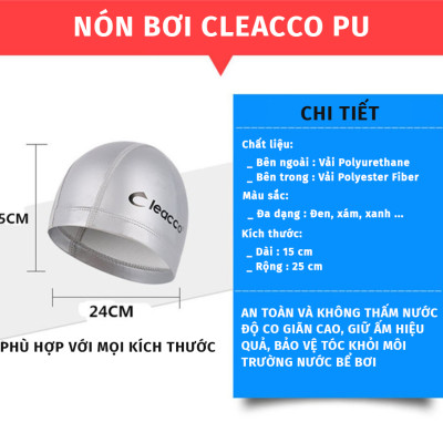 Nón Bơi Vải PU co dãn cao cấp, độ đàn hồi cao, bền đẹp , phù hợp với các bạn không quen loại nịt chặt Yesure Cleacco Cao Cấp Chống Thấm Nước , Mềm Mại - Hàng Chính Hãng