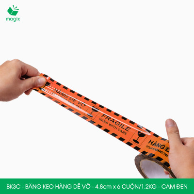 Combo 3 cuộn băng keo HÀNG DỄ VỠ 4.8 cm - Băng dính niêm phong đóng hàng - Nhiều màu