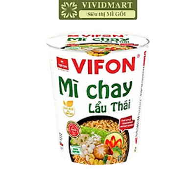 VIFON - Mì ly chay Vifon hương vị Lẩu thái, Vifon Mì ly chay lẩu thái Vifon, Mì chay lẩu thái Vifon ly (67g/ly)