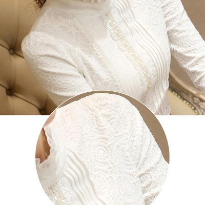 Áo ren nữ dài tay cổ trụ xinh xắn 34