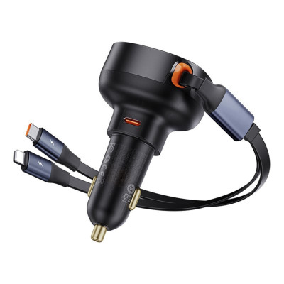 Tẩu sạc dùng trên ô tô tích hợp cáp Type C và iP Cable 60W Baseus Enjoyment Pro Car Charger - Hàng chính hãng