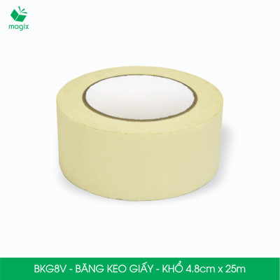 BKG8V - Block 3 cuộn băng keo giấy khổ 4.8cm x 25m - Băng dính giấy viết được, chặn màu sơn