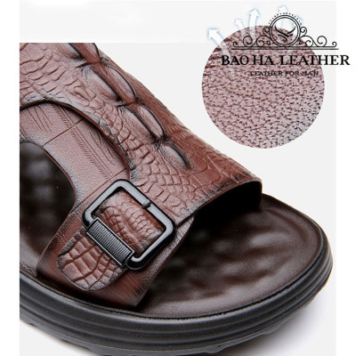 Dép nam quai ngang da dập nổi BHD7100 Dép quai hậu nam