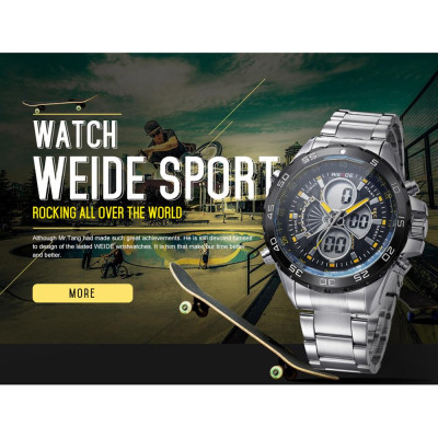 Đồng hồ nam WEIDE WH1103 Màn hình kép,kỹ thuật số,Đèn nền LCD chống thấm nước 