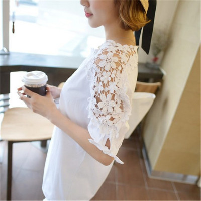 Áo nữ ren hoa tay lỡ kèm dây nơ s107