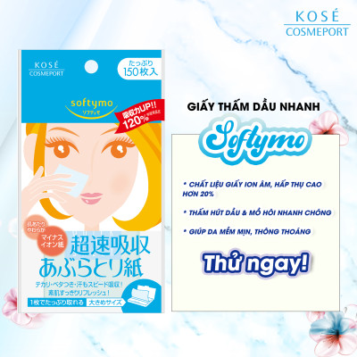 Giấy Thấm Dầu Nhanh Kose Softymo Quick Oil Off Sheet (150 Miếng)