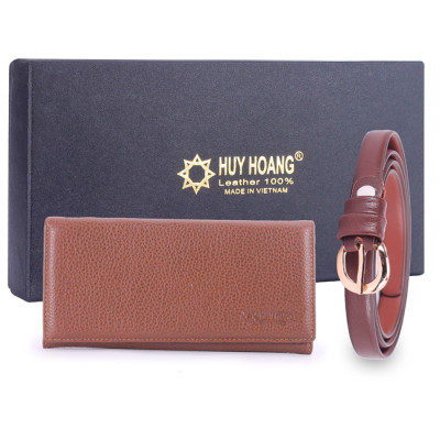 Bộ Thắt Lưng Và Ví Nữ Da Bò Huy Hoàng HT5109-HT3119