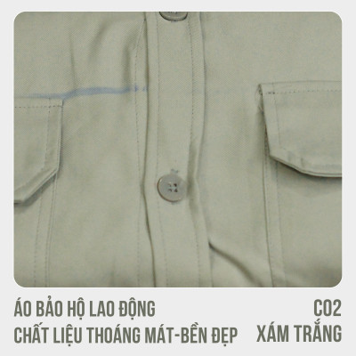 Áo bảo hộ lao động, chất liệu thoáng mát, bền đẹp - Mã C02 ( Xám Trắng)