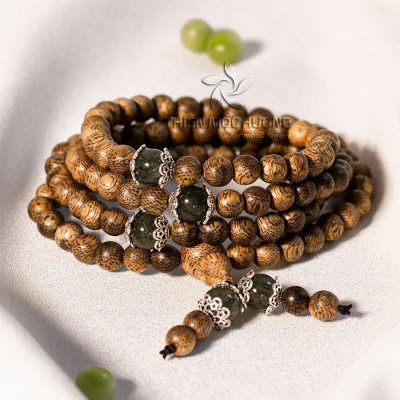 Vòng tay trầm hương tự nhiên 108 hạt mix Đá Phong Thủy  - Trầm Tốc - An yên, đoạn trừ 108 phiền não