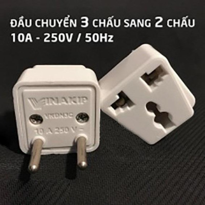 Ổ Cắm Điện - Đầu Chuyển Đổi Phích Điện 3 Chân Sang 2 Chân || 3 Chạc Sang 2 Chấu, Nhỏ Gọn, Tiện Dụng, An Toàn. TakyHome 8611