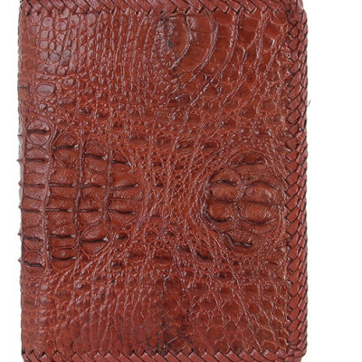 HJ2761-63-65 - Ví nam da cá sấu nguyên con kiểu đứng đen, nâu đất, nâu đỏ