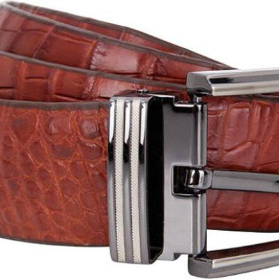 Thắt Lưng Nam Da Cá Sấu Gai Bụng Bản Lớn Đầu Kim Huy Hoàng HT4229 - Nâu Đỏ