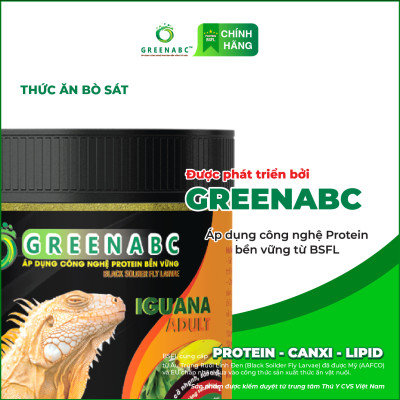 Thức ăn bò sát Iguana Trưởng Thành GREENABC vị chuối dùng cho Iguana từ 1m trở lên giúp gai bung, gù cao, dáng đẹp, lên màu tươi - Hộp 230g