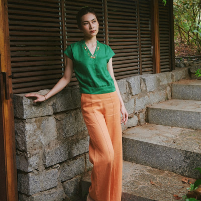 Áo Linen Thêu Tay Tú TOP218 thời trang thiết kế Hity