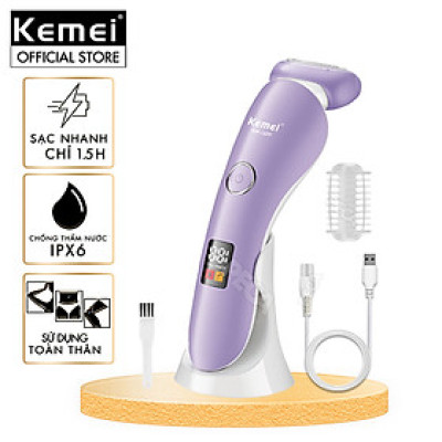 Máy tẩy lông Kemei KM-1539 chuyên dùng cạo lông toàn thân, bikini sử dụng pin sạc tiện lợi - Chính hãng