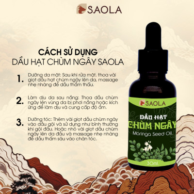 Dầu Hạt Chùm Ngây SAOLA, Nguyên Chất, Chống Lão Hoá, Mờ Thâm Sẹo, Da Sáng Mịn, 10ml và 30ml