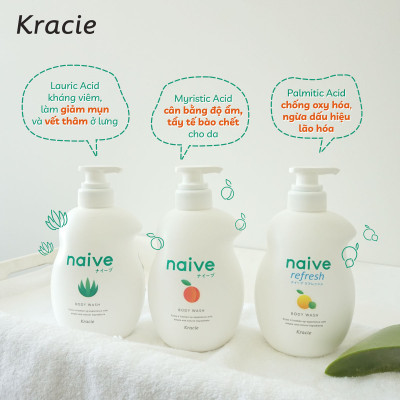 Sữa Tắm Chiết Xuất Từ Lô Hội Kracie Naive Body Wash (Aloe) - Chai 530ml