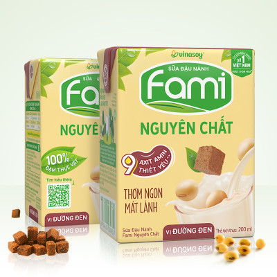 Thùng Sữa Đậu Nành Vinasoy Fami Nguyên Chất Vị Đường Đen (200ml x 36 Hộp)