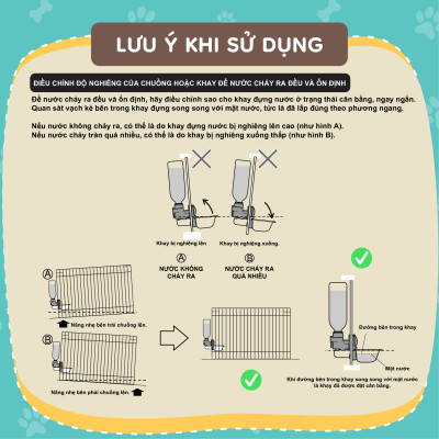 Khay tự cấp nước gắn chuồng cho thú cưng RICHELL Nhật size M Nâu | Pet