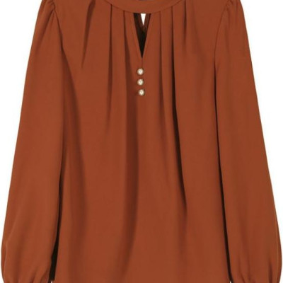 Áo kiểu cổ trụ xếp ly sang trọng