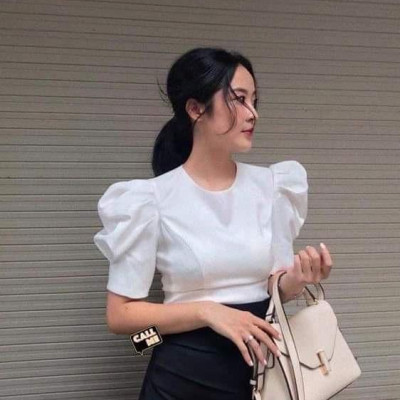 Áo kiểu nữ tay phồng cổ tròn mặc đi làm, đi tiệc - có nhiều size và màu, form dáng chuẩn