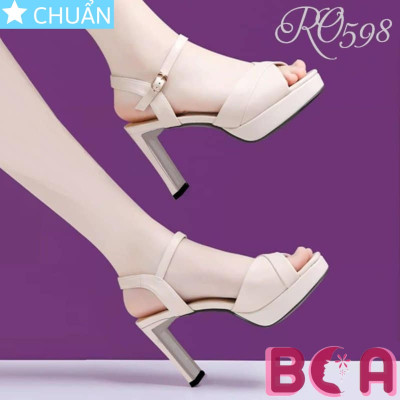 Giày sandal nữ cao gót 8p RO598 màu kem ROSATA tại BCASHOP kiểu dáng công sở thanh lịch và sang trọng