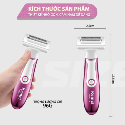 Máy tẩy lông đa năng 4in1 Kemei KM-6714 gồm 4 đầu thay thế chuyên dụng cạo lông toàn thân, tỉa lông mũi - Chính hãng