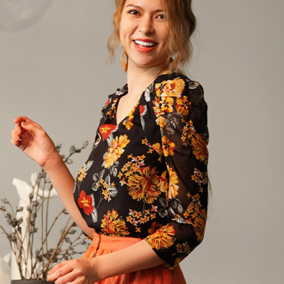 Áo Hoa Marigold TOP183 Thời trang thiết kế Hity