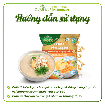 Combo 6 Gói Cháo Yến Mạch Thịt Gà & Đông Trùng Hạ Thảo Xuân An 40G (Tặng Kèm 1 Gói)