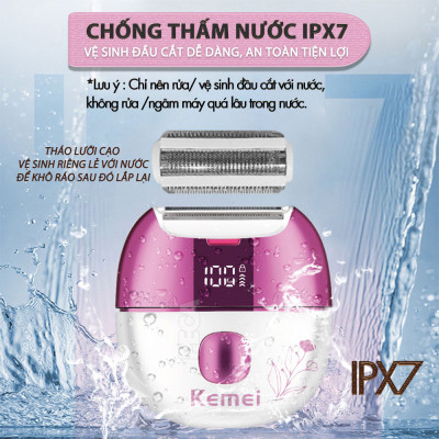 Máy cạo tẩy lông Kemei KM-285 chuyên dùng cạo lông toàn thân, bikini sử dụng pin sạc tiện lợi công suất 5W - Chính hãng